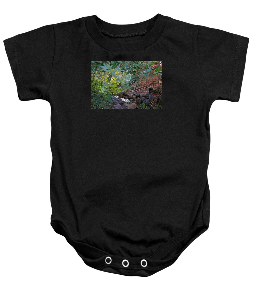 Landscape Baby Onesie featuring the photograph Brookside Hideaway by Michele Myers