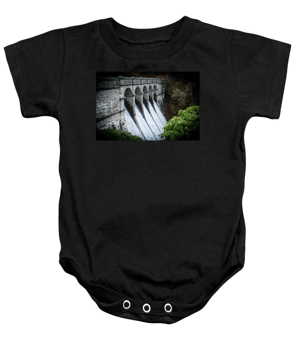 Helen Northcott Baby Onesie featuring the photograph Burrator Reservoir Dam by Helen Jackson