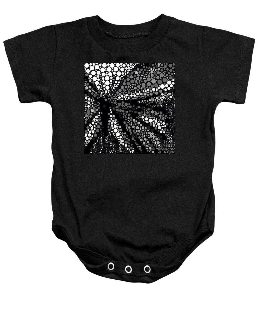 Butterfly Baby Onesie featuring the painting Butterfly Black and White Abstract by Saundra Myles