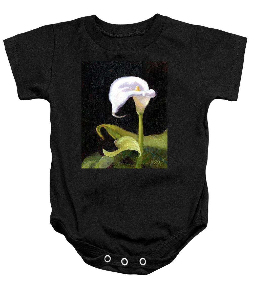 Calla Lily Baby Onesie featuring the painting Calla Lily by Alice Leggett