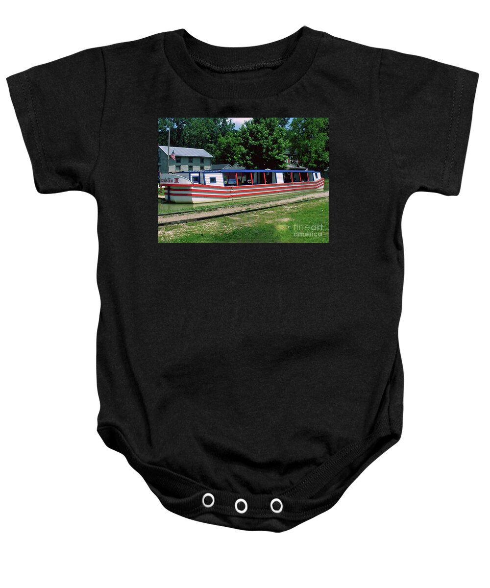 Canal Baby Onesie featuring the photograph Canal Boat by Gary Wonning