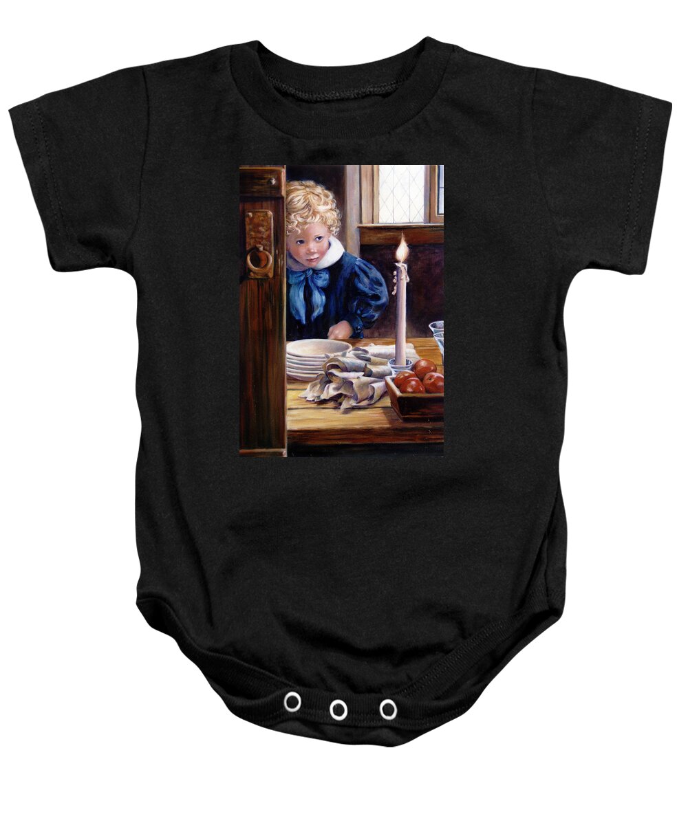 Children Baby Onesie featuring the painting Candle by Marie Witte