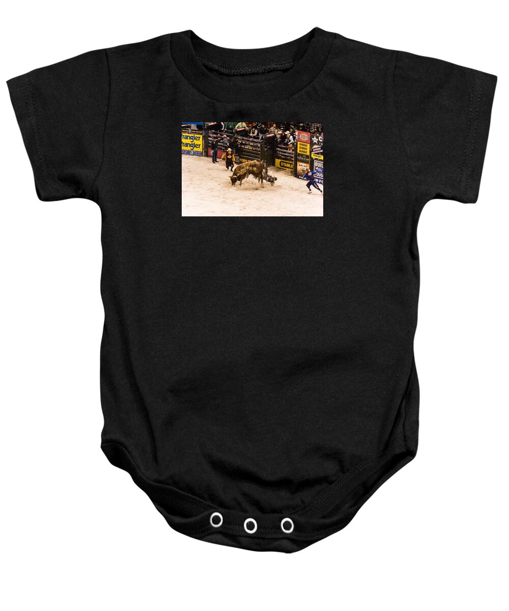 Bull Riding Baby Onesie featuring the photograph Can't Ride Them All by Charles McCleanon