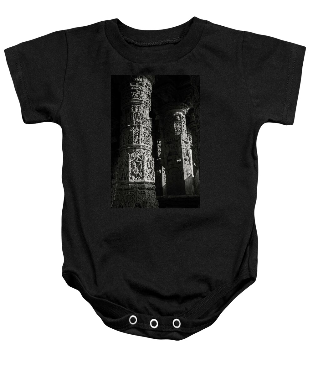 Carved Baby Onesie featuring the photograph Carved pillars by Hitendra SINKAR