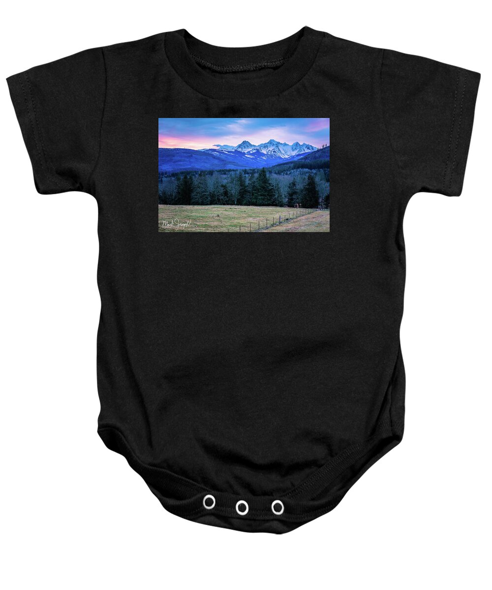 Sunrise Baby Onesie featuring the photograph Cascade Mountain Sunrise by Mark Joseph