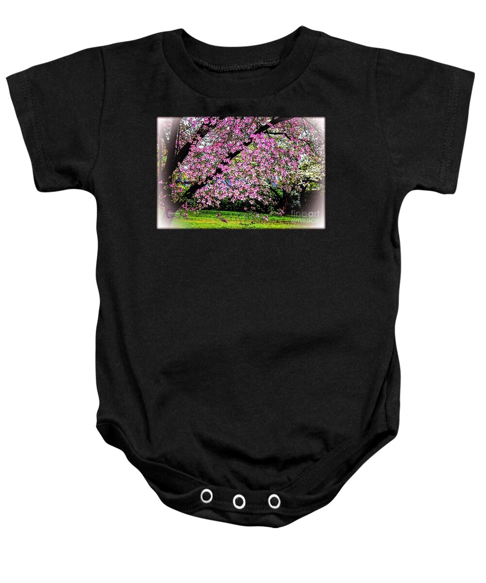 Photograph Baby Onesie featuring the photograph Cascading Dogwood copyright Mary Lee Parker 17, by MaryLee Parker