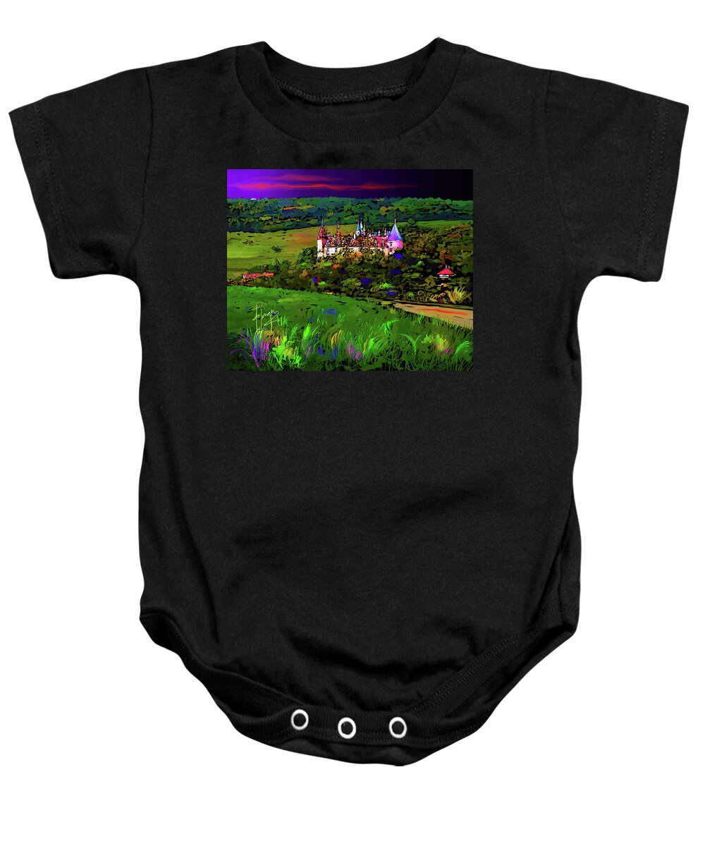 Castle Baby Onesie featuring the painting Castle in Beaune,France by DC Langer