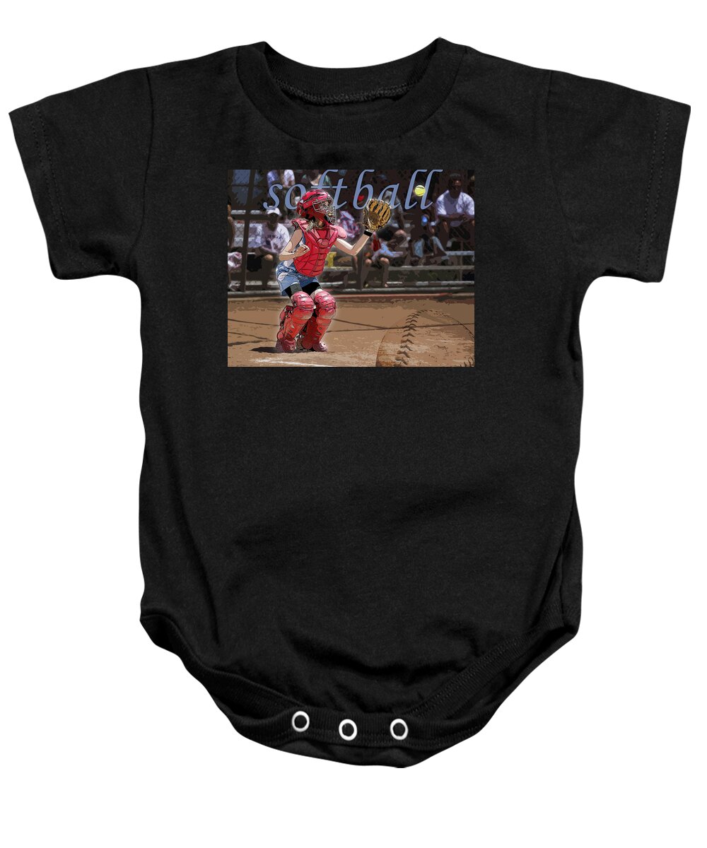 Softball Baby Onesie featuring the photograph Catch It by Kelley King