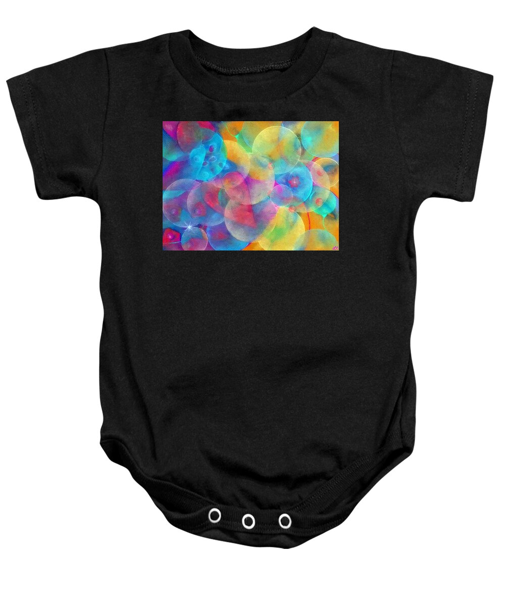 Colorful Circles Abstract Baby Onesie featuring the pastel Cellular Expansion-Colorful Circles by Laurie's Intuitive
