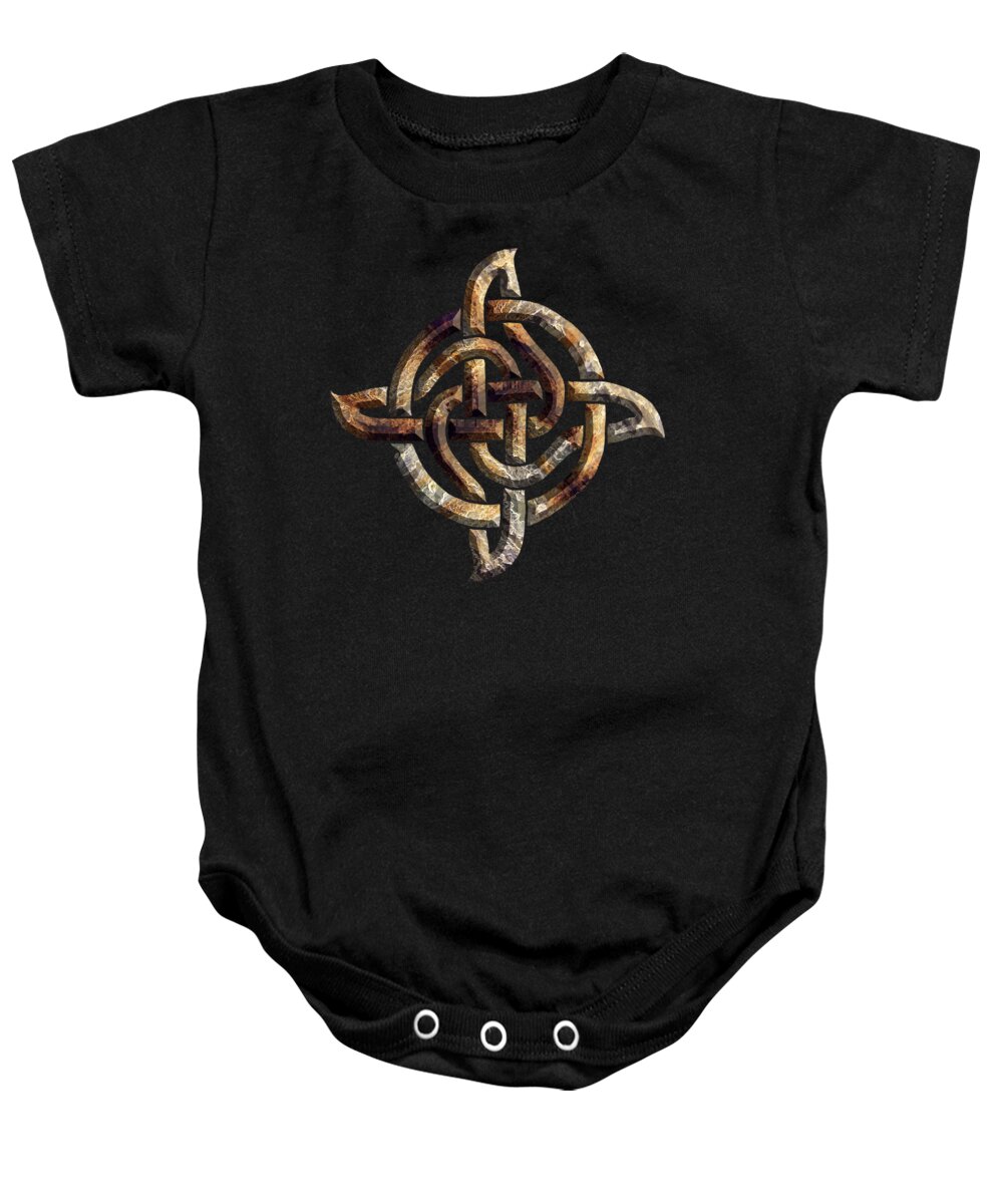 Artoffoxvox Baby Onesie featuring the mixed media Celtic Rock Knot by Kristen Fox