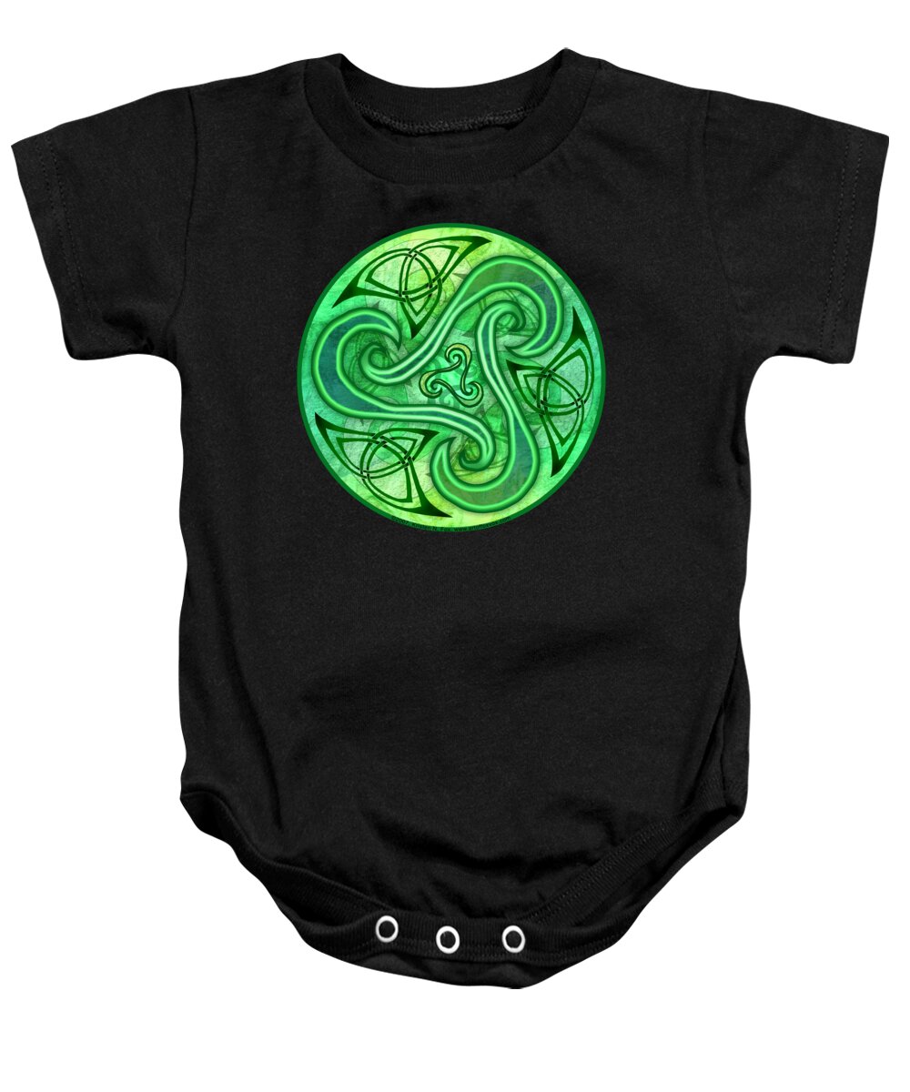 Artoffoxvox Baby Onesie featuring the mixed media Celtic Triskele by Kristen Fox