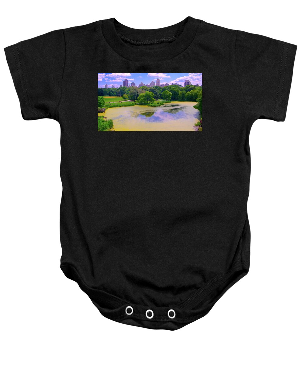 City Usa Prints Baby Onesie featuring the photograph Central Park and Lake, Manhattan NY by Monique Wegmueller