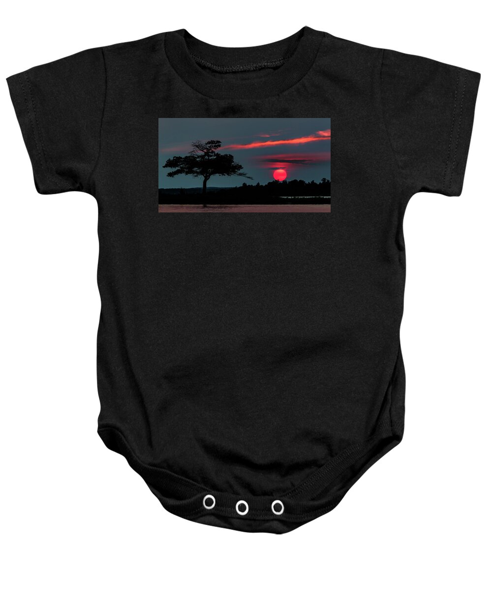 Higgins Lake Baby Onesie featuring the photograph Cherry Red by Joe Holley