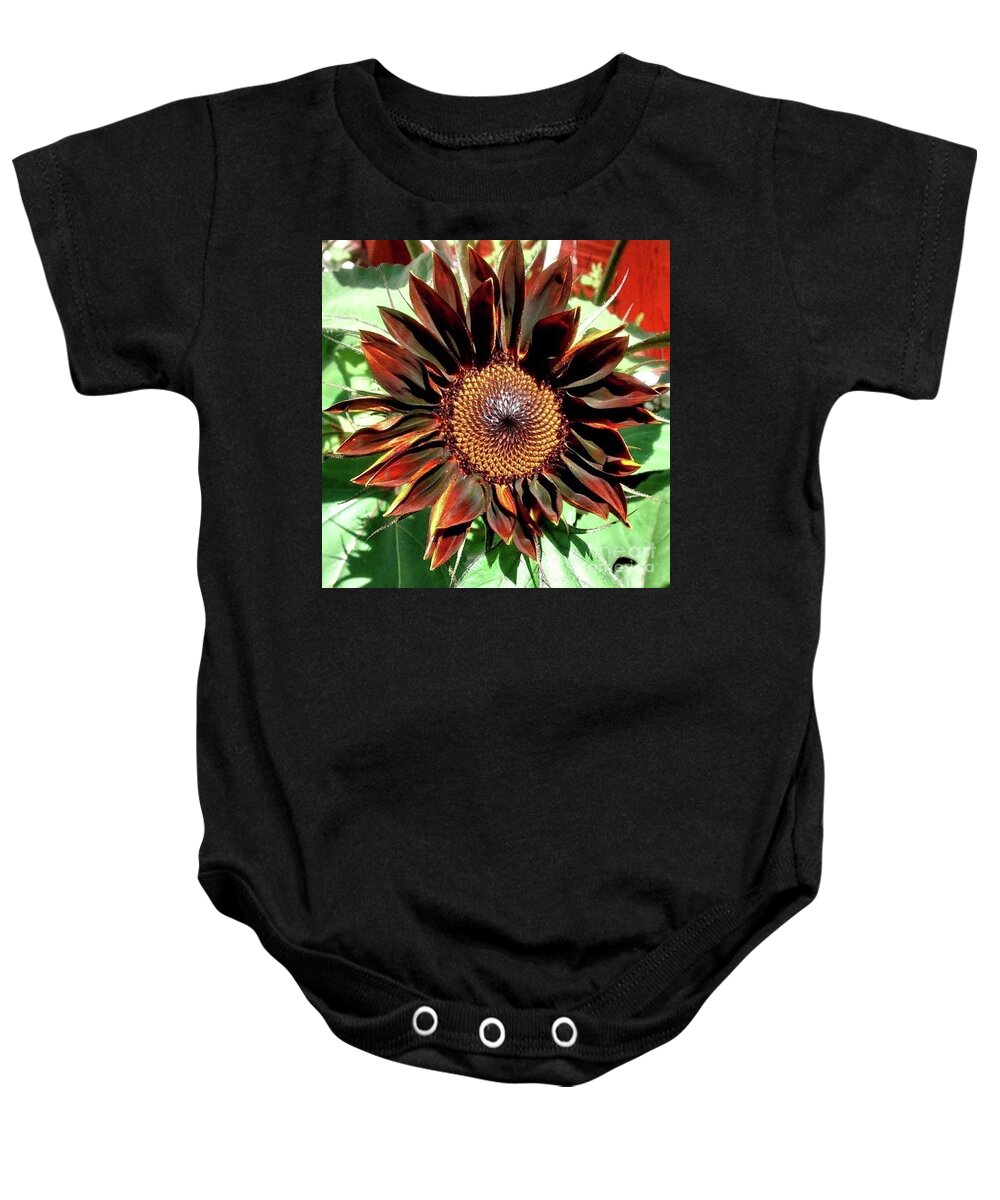 Chocolate Baby Onesie featuring the photograph Chocolate Sunflower by 'REA' Gallery