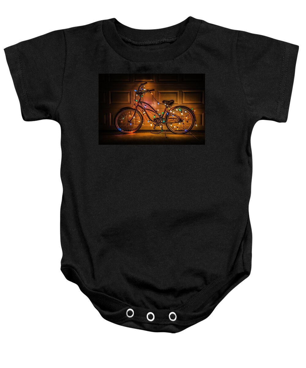 Christmas Baby Onesie featuring the photograph Christmas Bike by Garry Gay