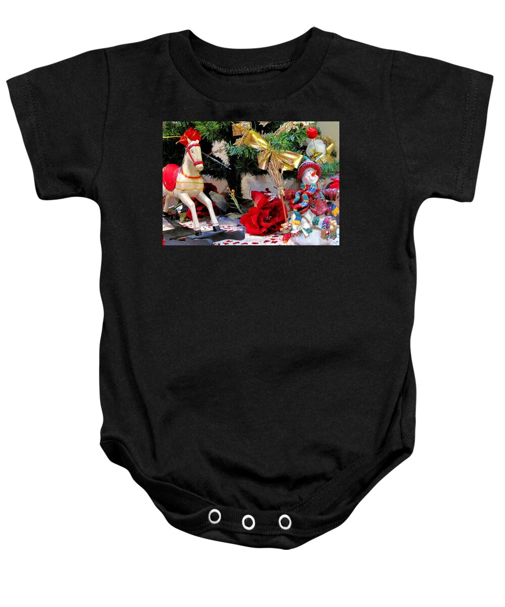 Rocking Horse Baby Onesie featuring the photograph Christmas Characters by Ian MacDonald