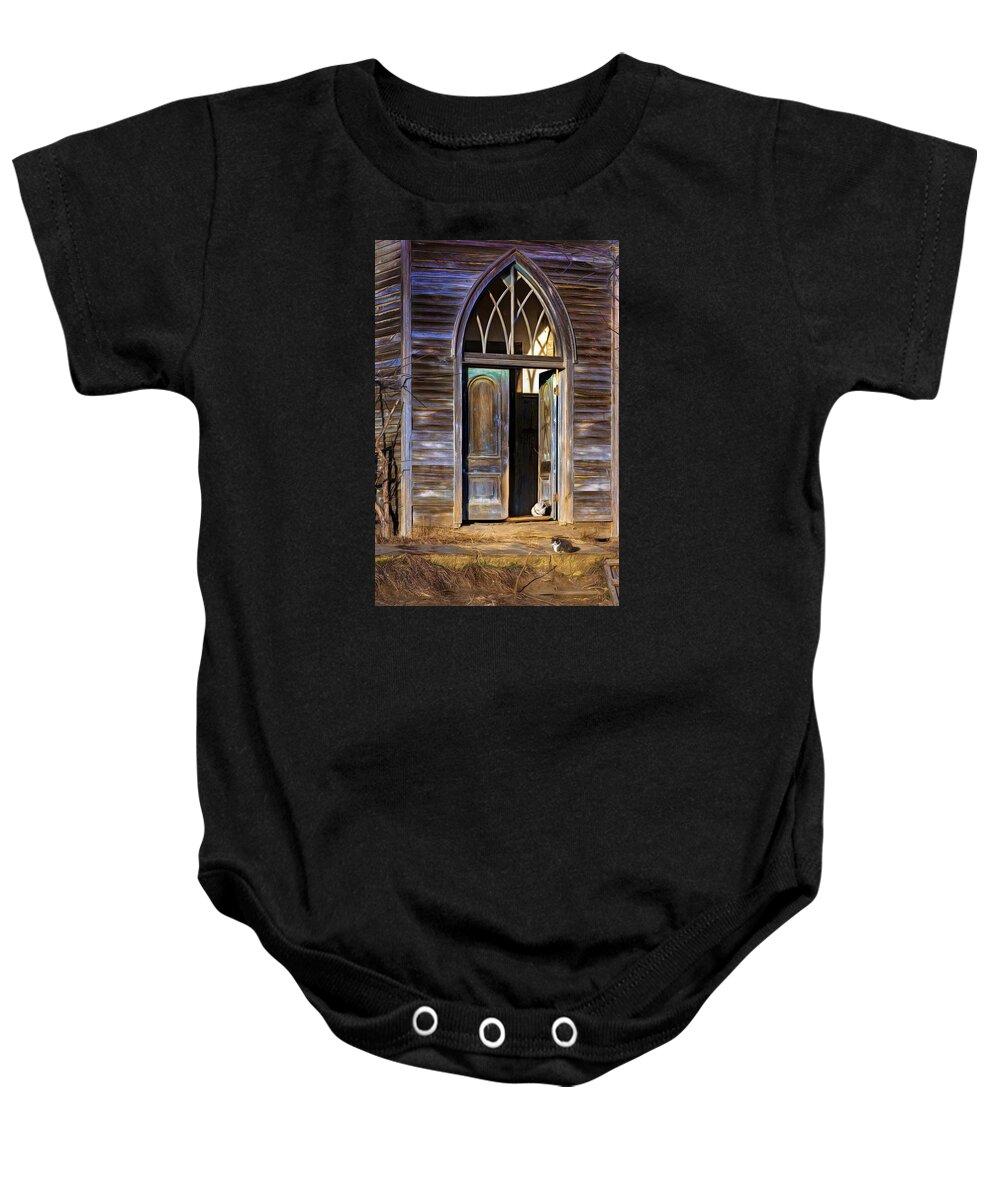 Cats Baby Onesie featuring the photograph Church Cats by Nikolyn McDonald