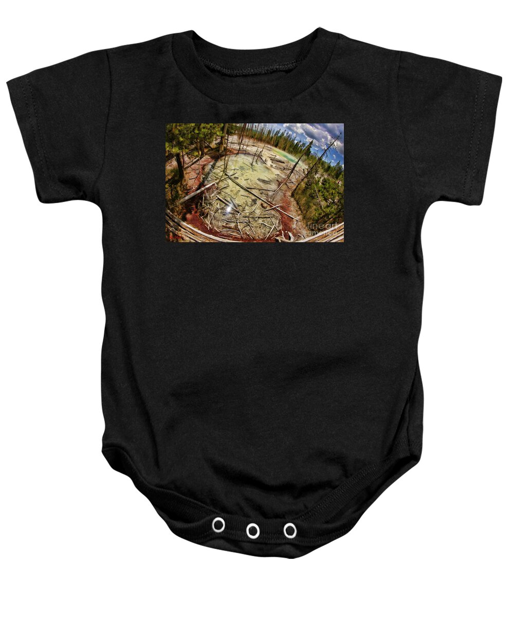 Cistern Spring Baby Onesie featuring the photograph Cistern Spring In Yellowstone by Blake Richards