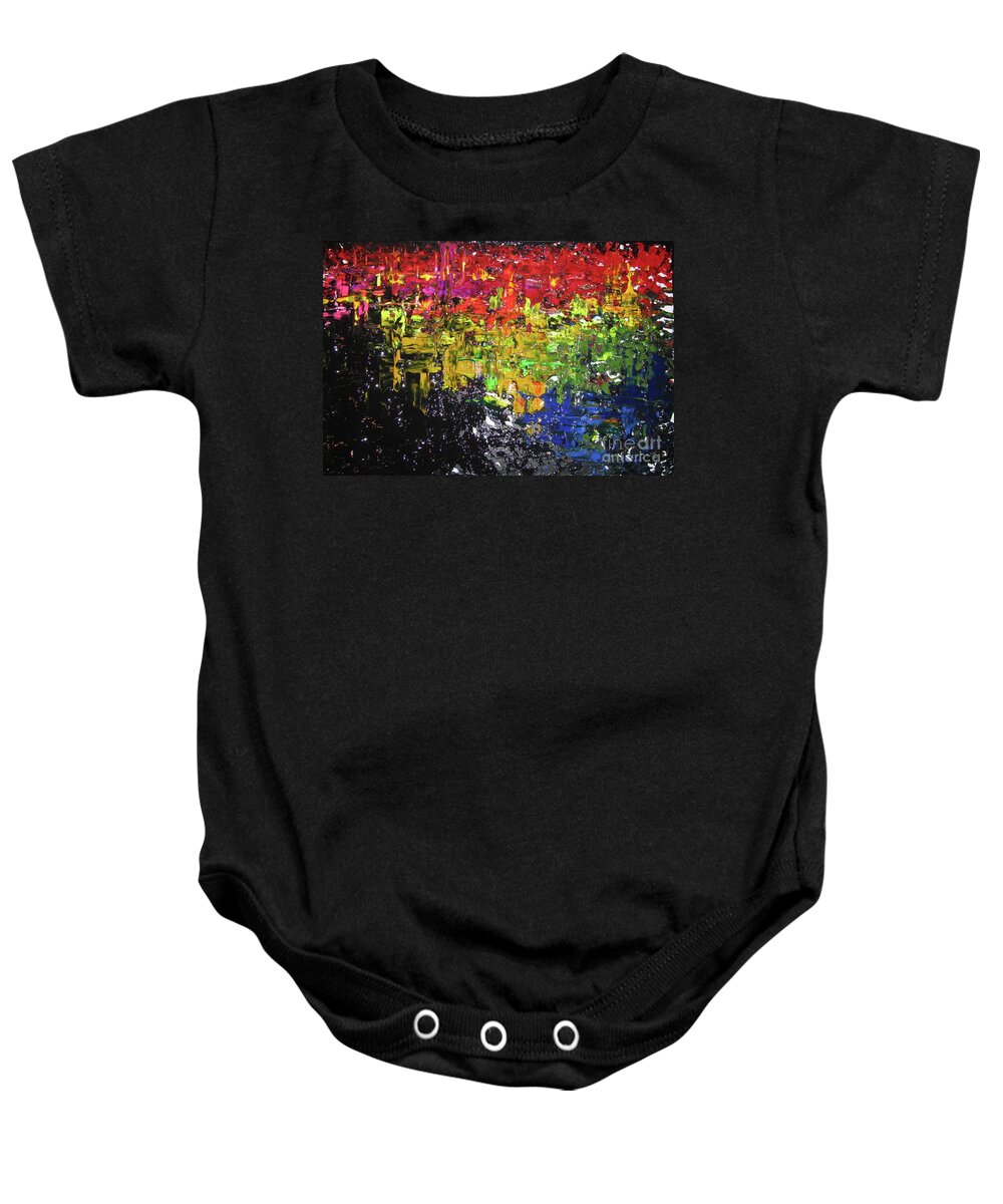 Abstract Baby Onesie featuring the painting City Lights by Jacqueline Athmann