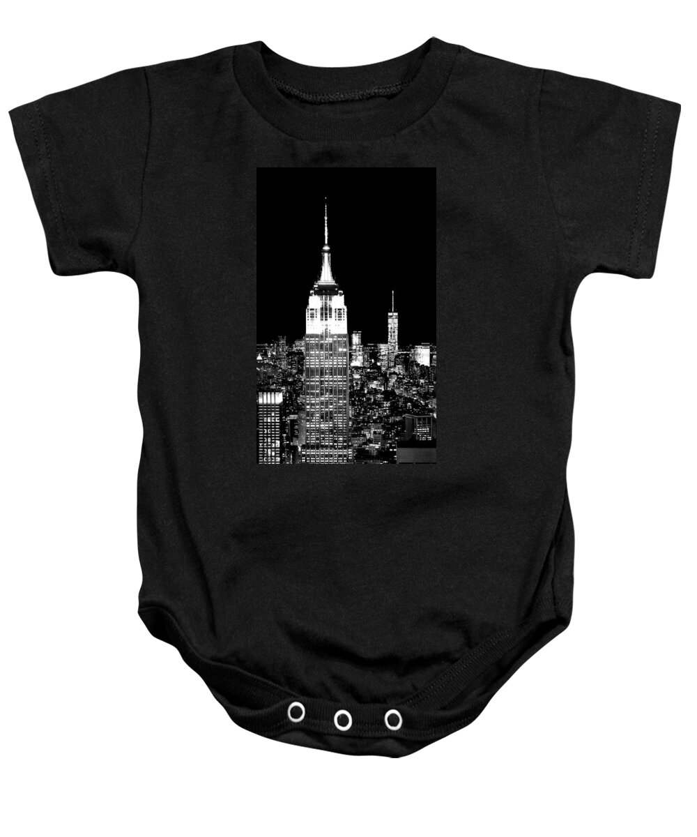 Empire State Building Baby Onesie featuring the photograph City Of The Night by Az Jackson