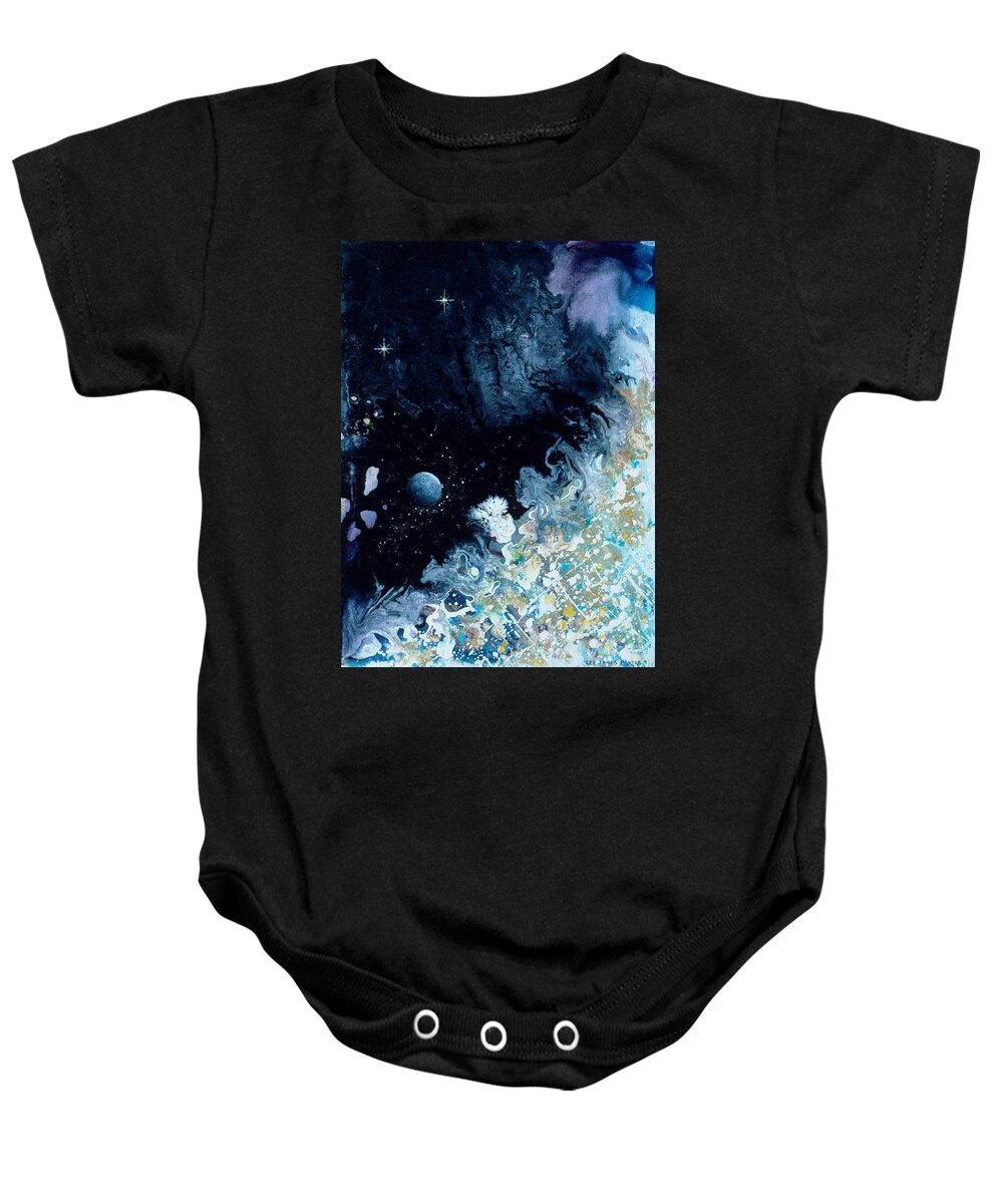 Spiritual Baby Onesie featuring the painting City on the Edge of Forever by Lee Pantas