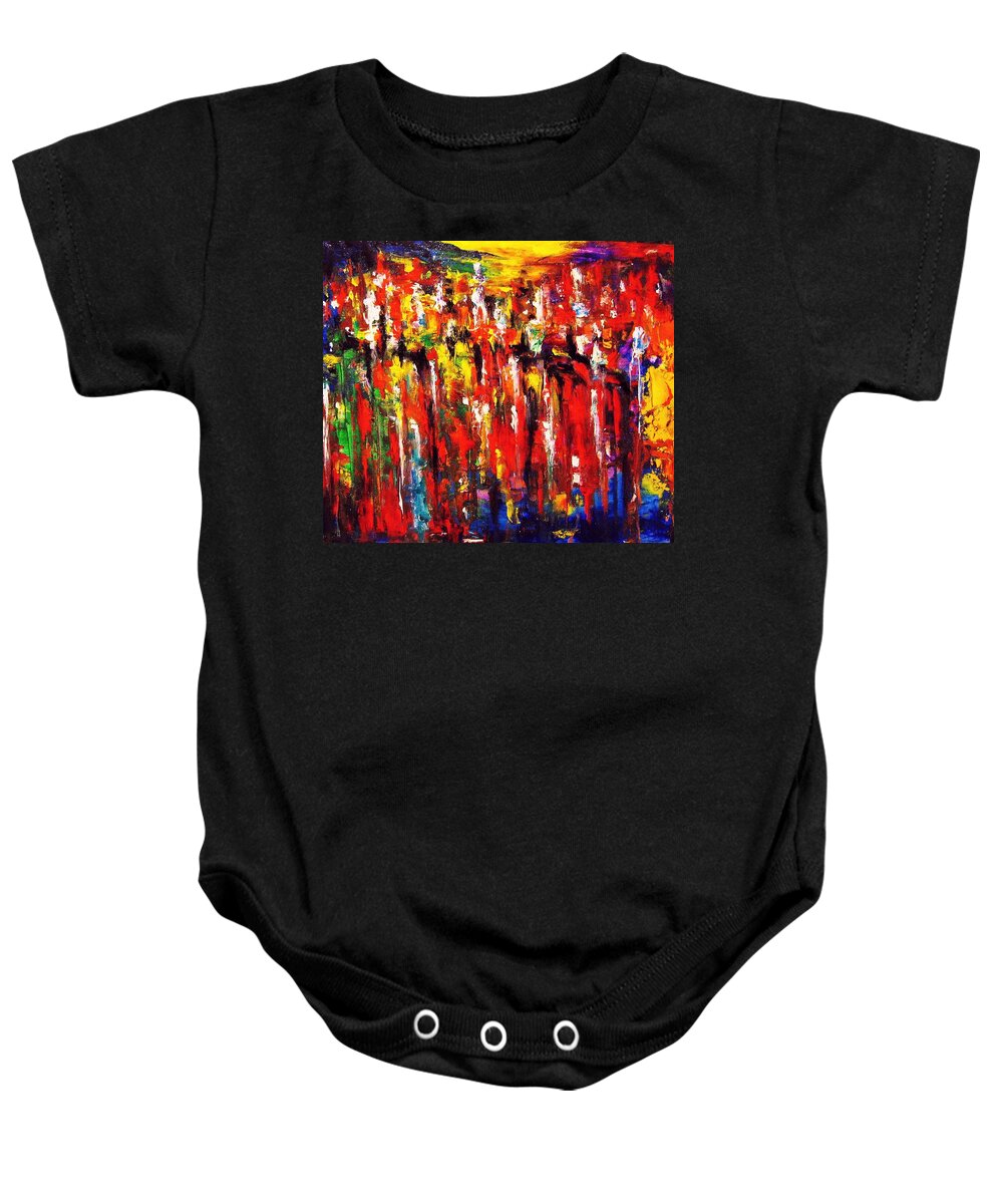 Energy Art Baby Onesie featuring the painting CITY. Series ColorScapes. by Helen Kagan