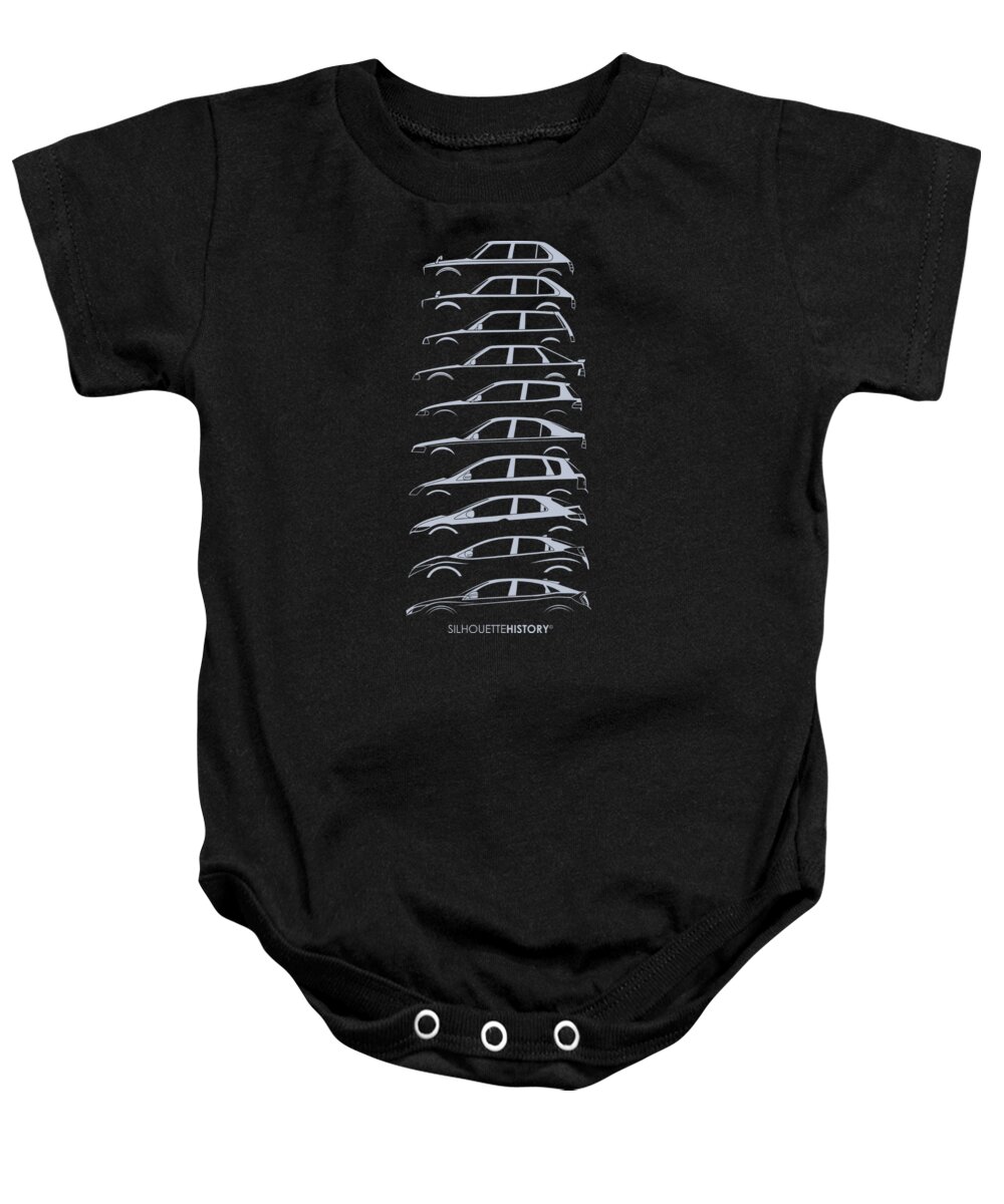Compact Car Baby Onesie featuring the digital art Civil Hatch 5D SilhouetteHistory by Gabor Vida