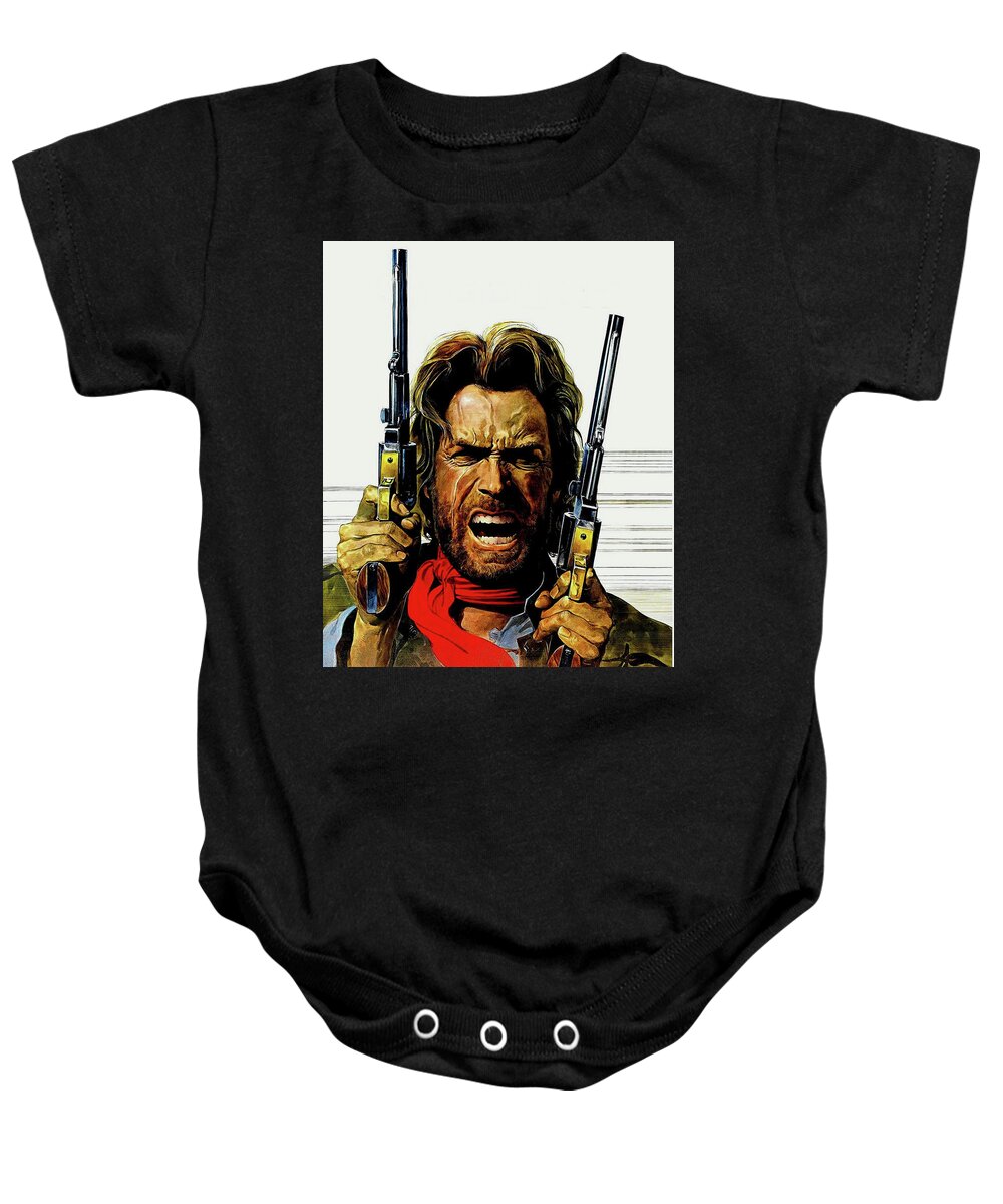 Clint Eastwood As Josey Wales Baby Onesie featuring the mixed media Clint Eastwood As Josey Wales by David Dehner