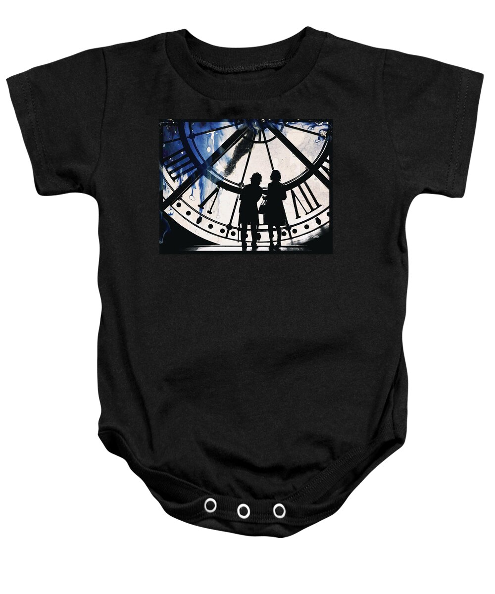 Nobody Ever Listened To Me Is Another Unique Piece From British Digital Artist Baby Onesie featuring the painting Clock Watching by Mark Taylor