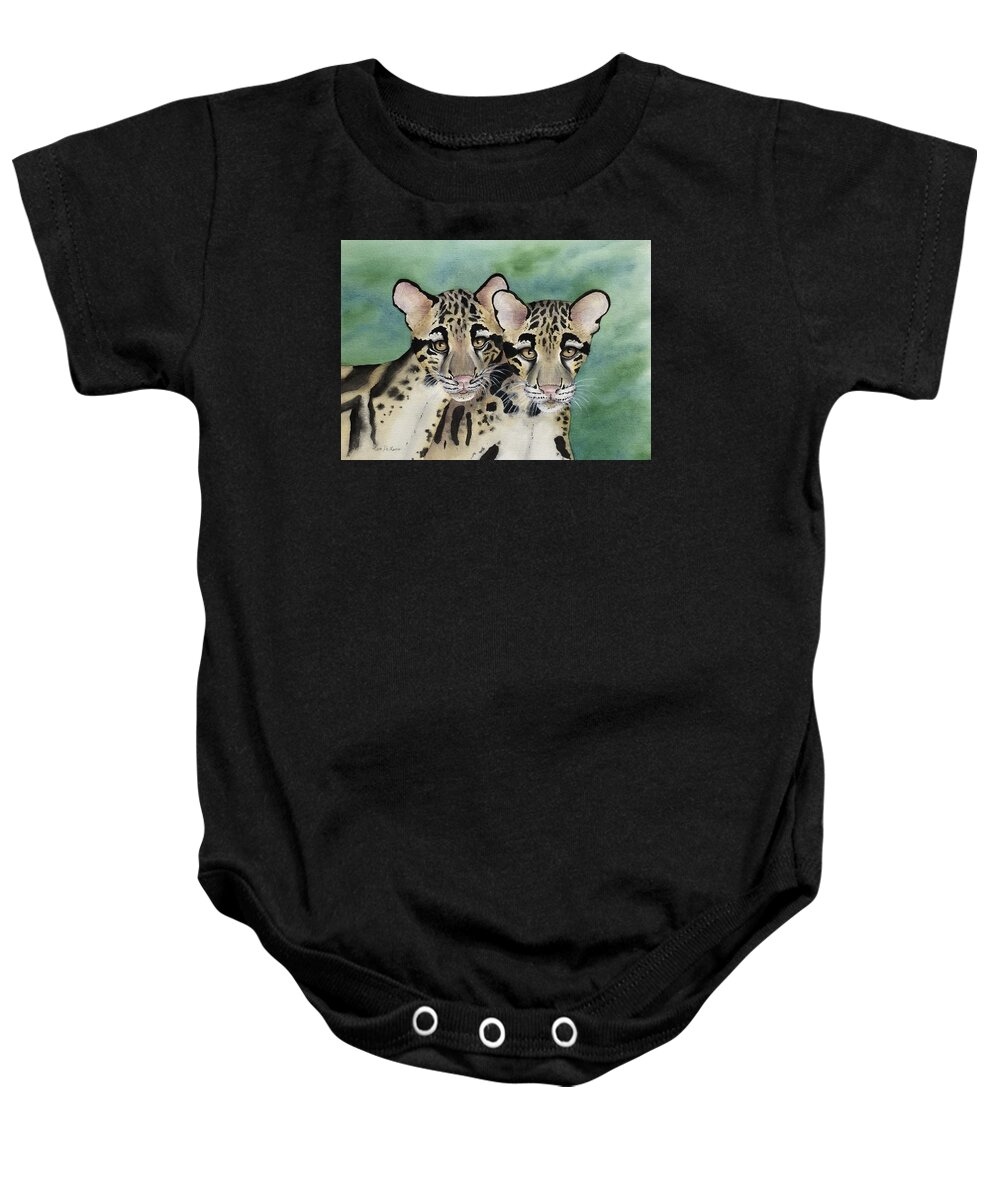 Clouded Leopards Baby Onesie featuring the painting Clouded Leopards by Lyn DeLano