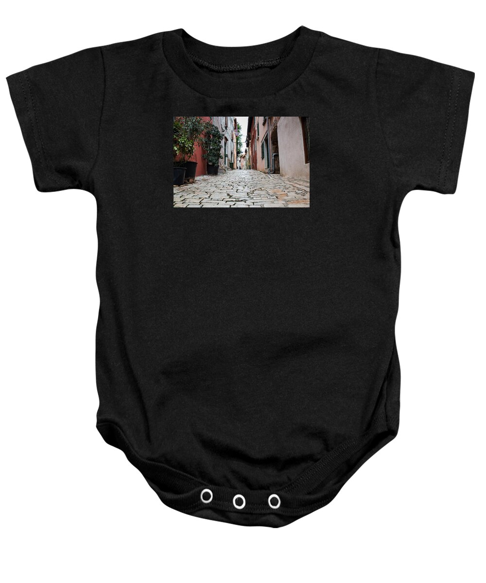 Rovigno Baby Onesie featuring the photograph Cobbled street - 2 by Claudio Maioli