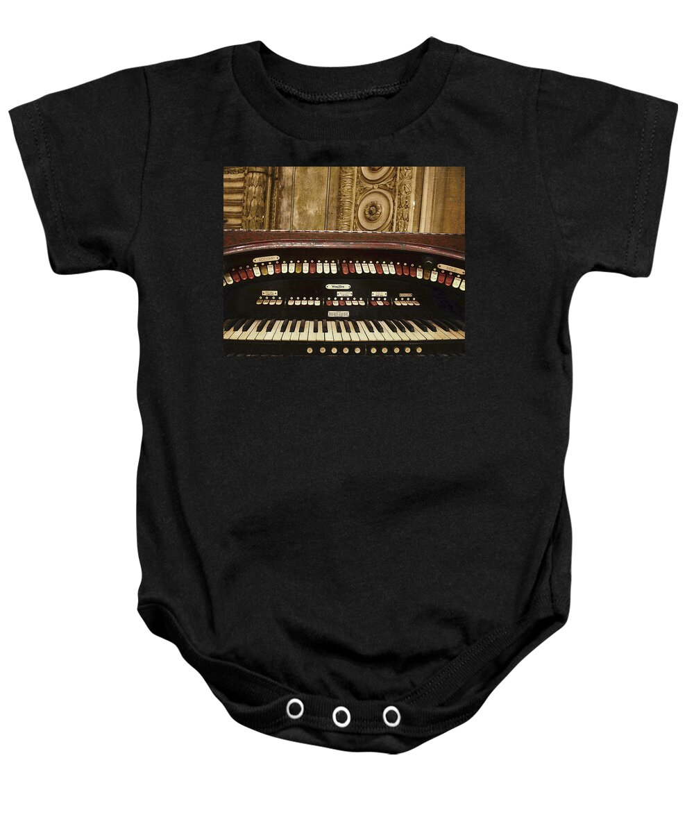 Theatre Baby Onesie featuring the photograph Code of the Uninitiated by Char Szabo-Perricelli