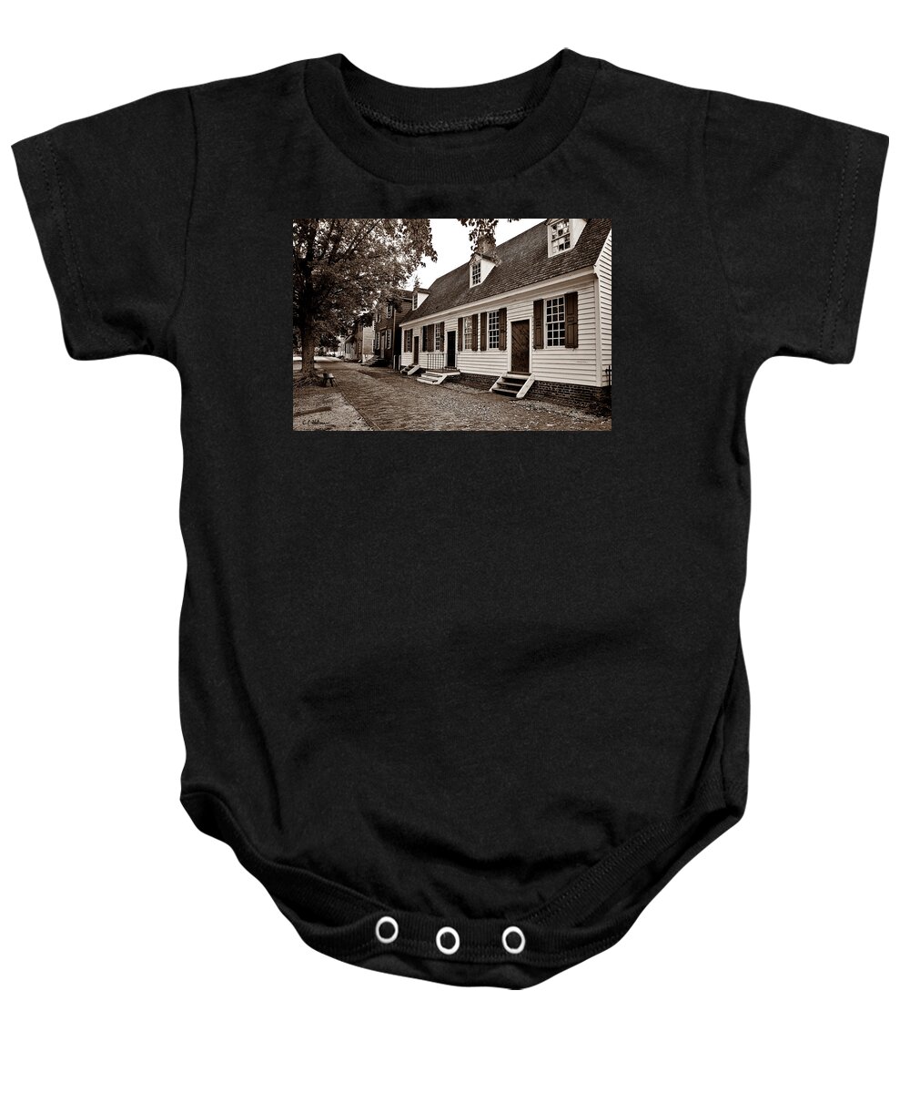 Buildings Baby Onesie featuring the photograph Colonial Times - Sepia by Christopher Holmes