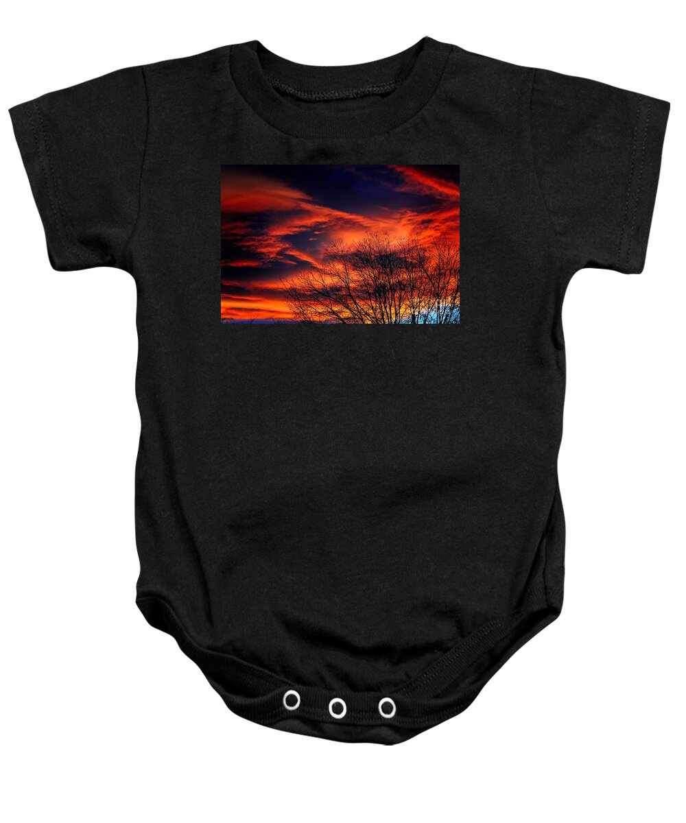 Colorado Fire In The Sky Baby Onesie featuring the photograph Colorado Fire In The Sky by Jon Burch Photography