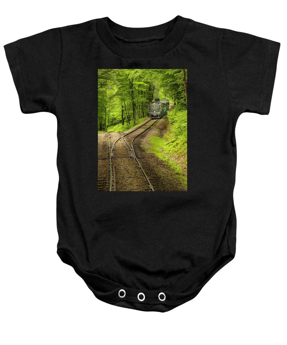  Abstract Baby Onesie featuring the photograph Coming Down the Line by Frederic A Reinecke