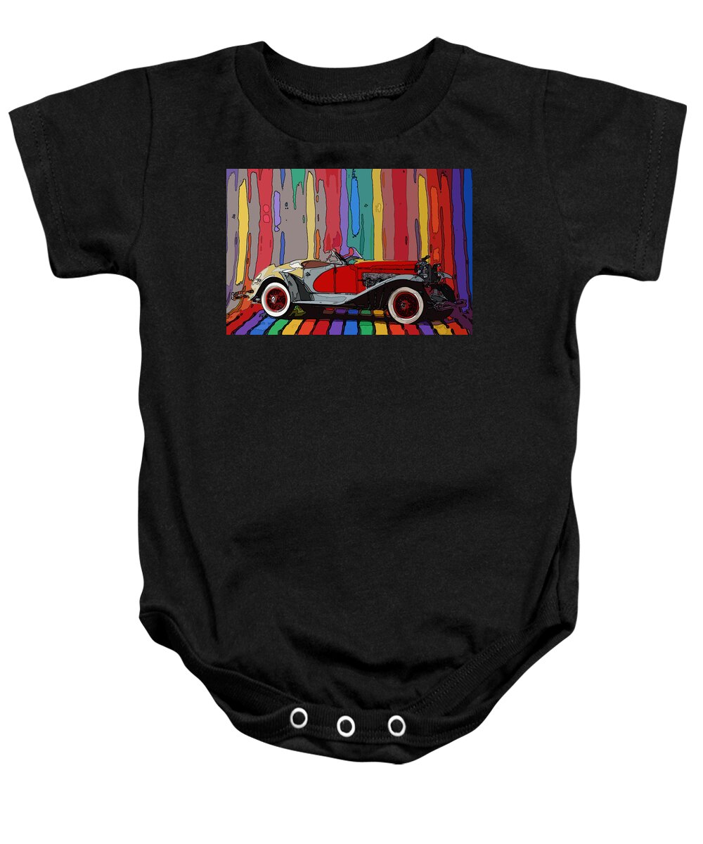 Duesenberg Roadster Baby Onesie featuring the photograph Coop's Duesy by James Rentz