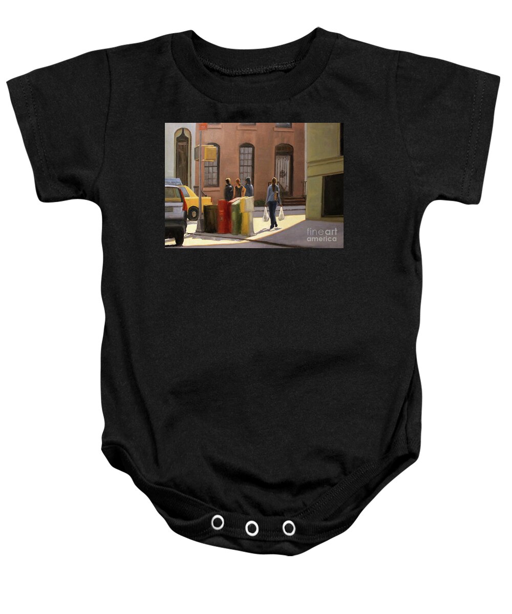 Oil Painting Baby Onesie featuring the painting Corner stop by Tate Hamilton