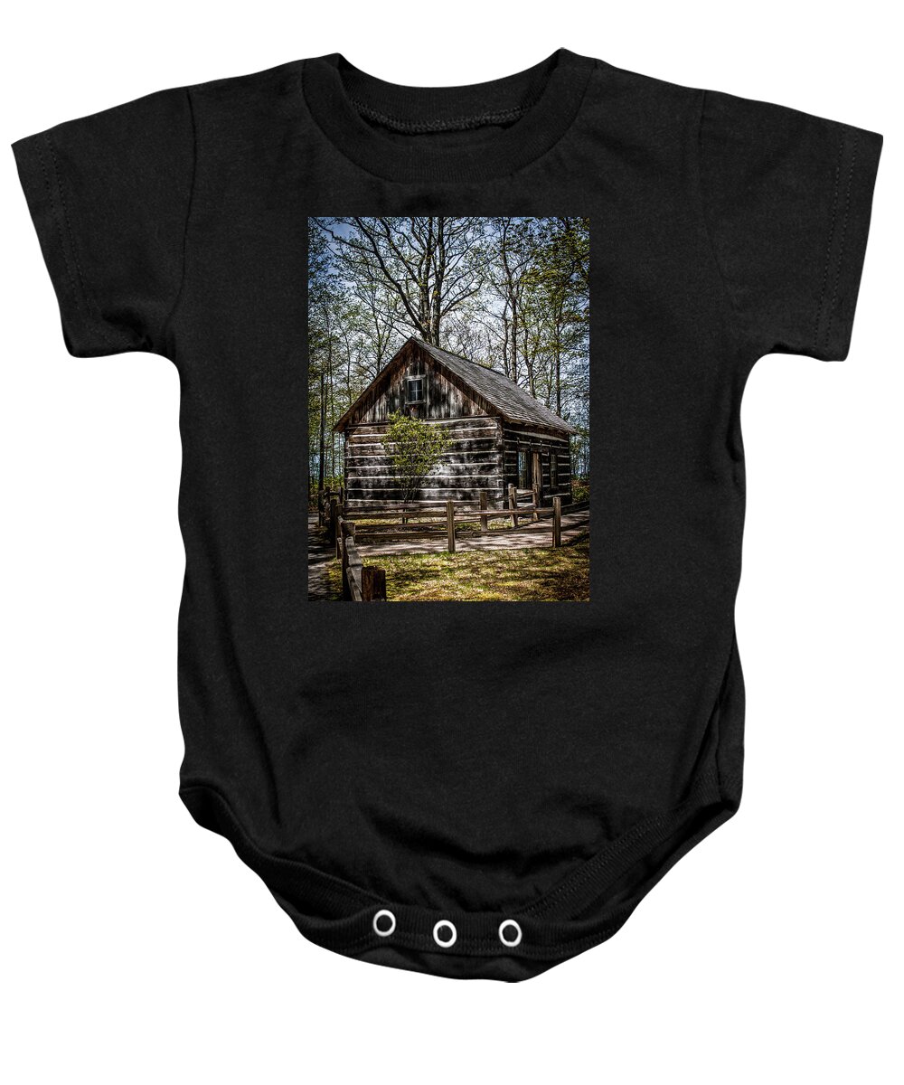 Old Cabin Baby Onesie featuring the photograph Cozy Cabin by Joann Copeland-Paul