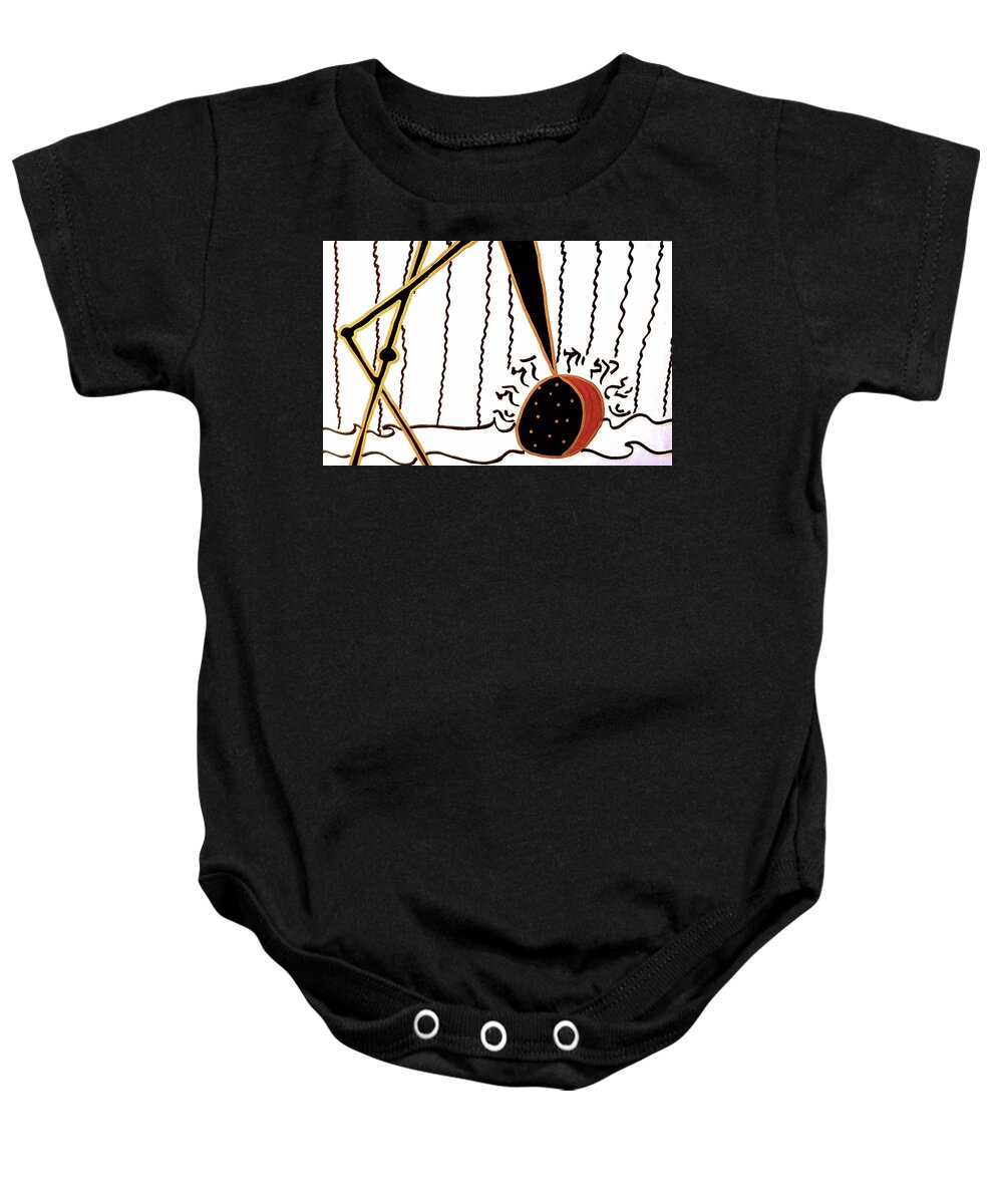 Crane Baby Onesie featuring the mixed media Crane by Clarity Artists