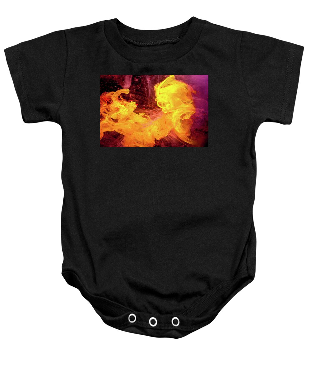 Abstract Baby Onesie featuring the photograph Crazy Chase - Purple And Yellow Abstract Photography by Modern Abstract