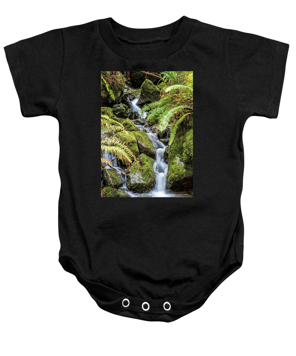 Creek In The Forest Baby Onesie featuring the photograph Creek In The Forest by Paul Freidlund