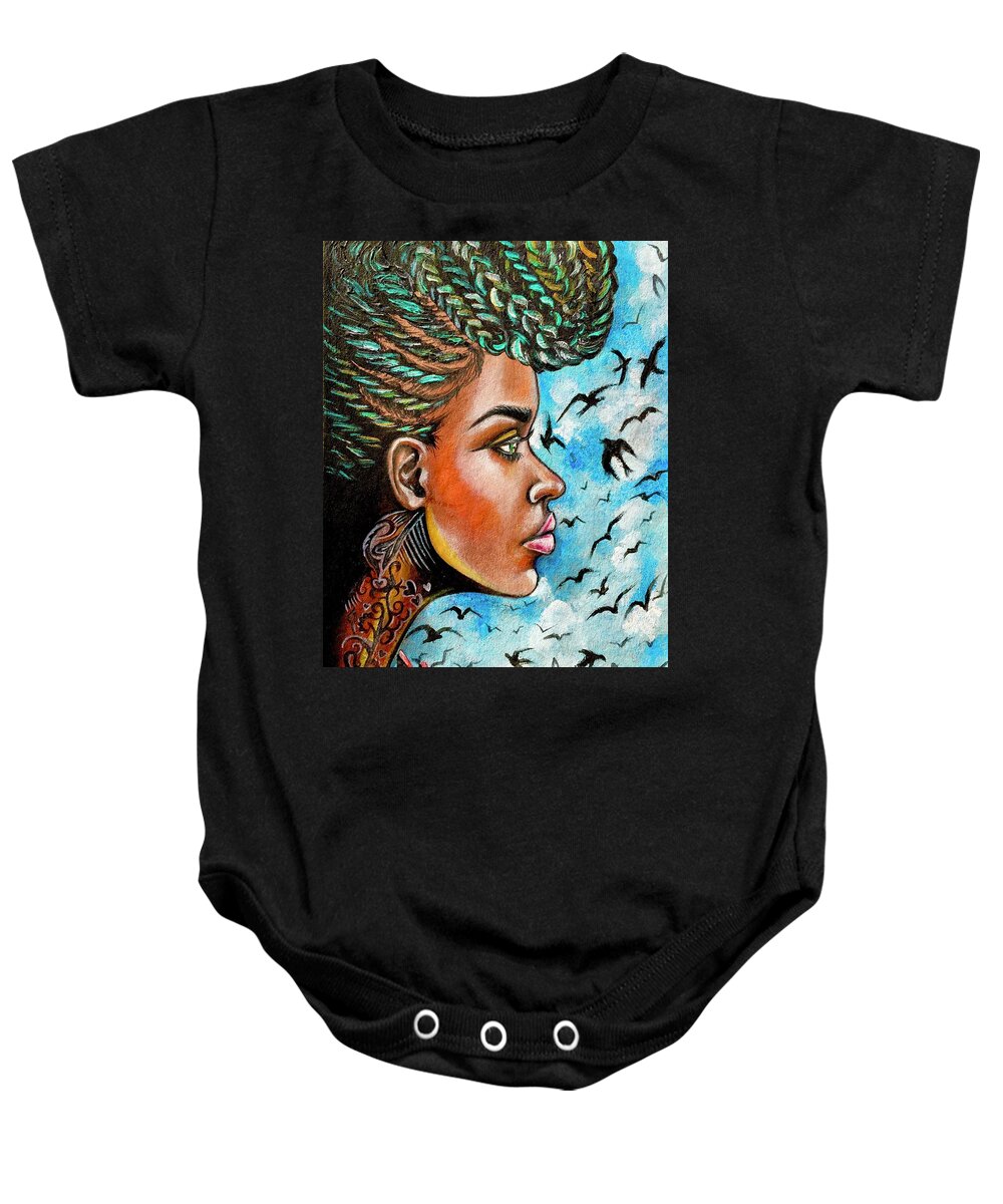 Ria Baby Onesie featuring the painting Crowned Royal by Artist RiA