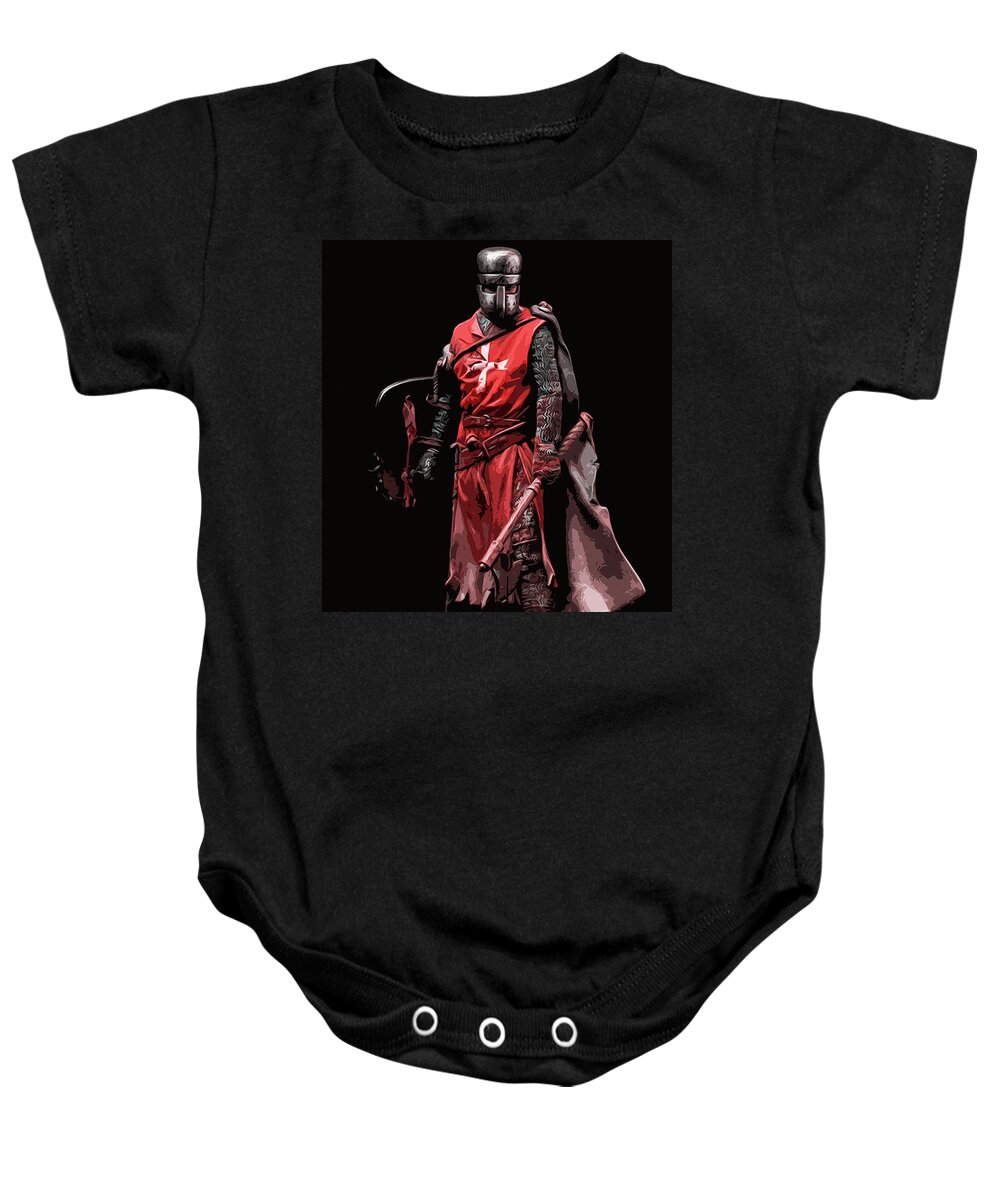 Warrior Baby Onesie featuring the painting Crusader Warrior by AM FineArtPrints