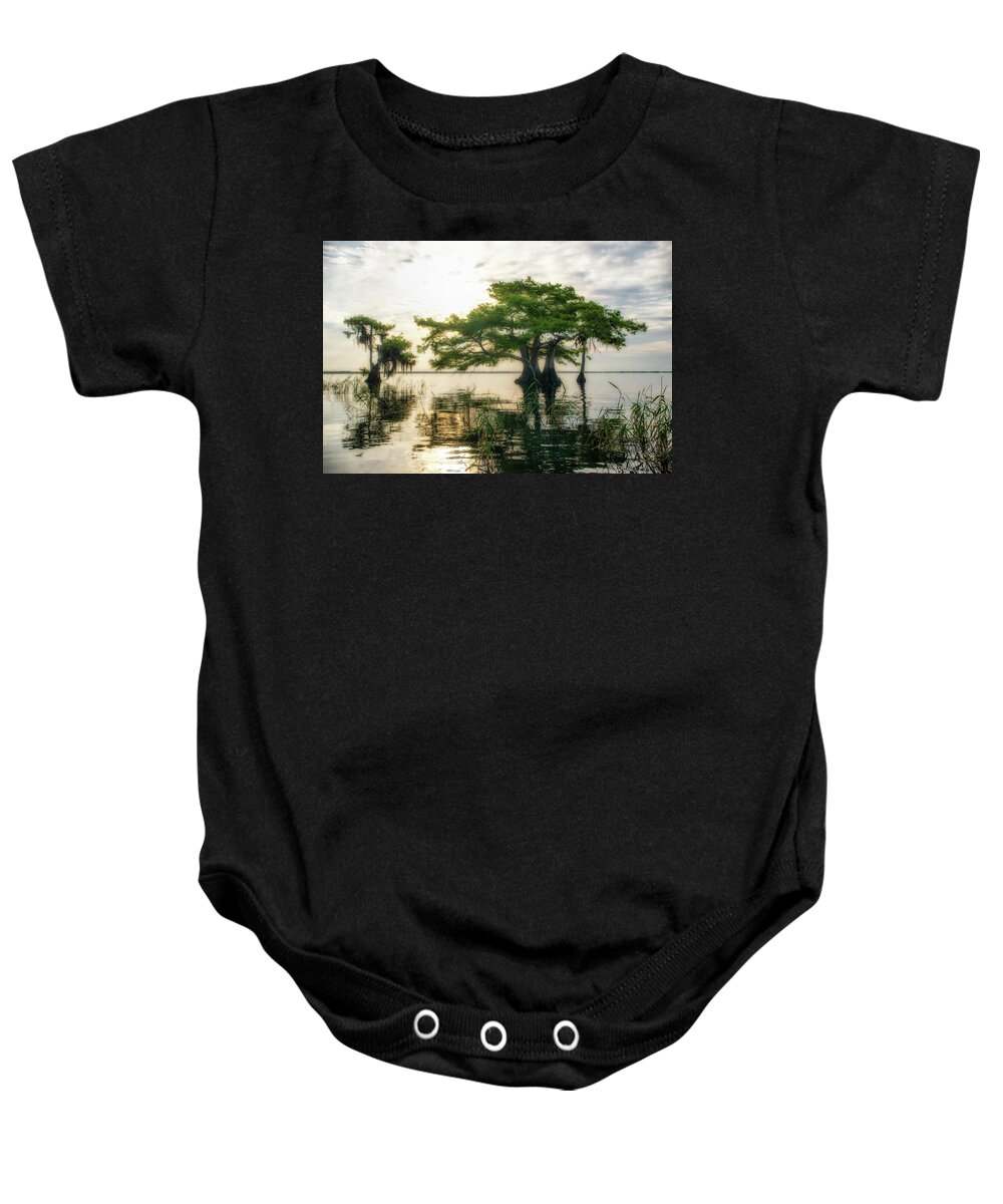 Crystal Yingling Baby Onesie featuring the photograph Cypress Bonsai by Ghostwinds Photography