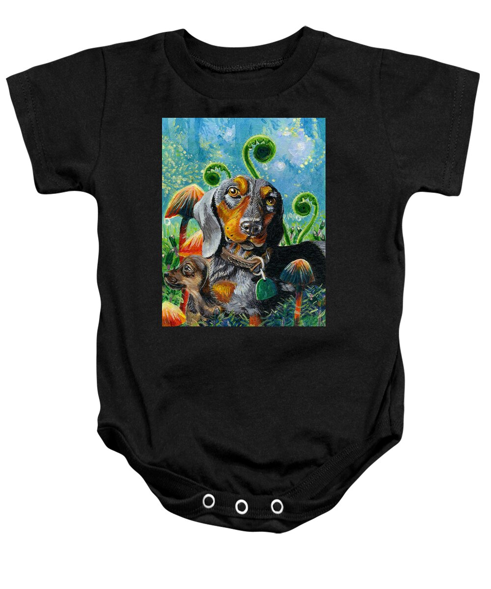 Dog Baby Onesie featuring the painting Daddy Love by Jacquelin L Vanderwood Westerman