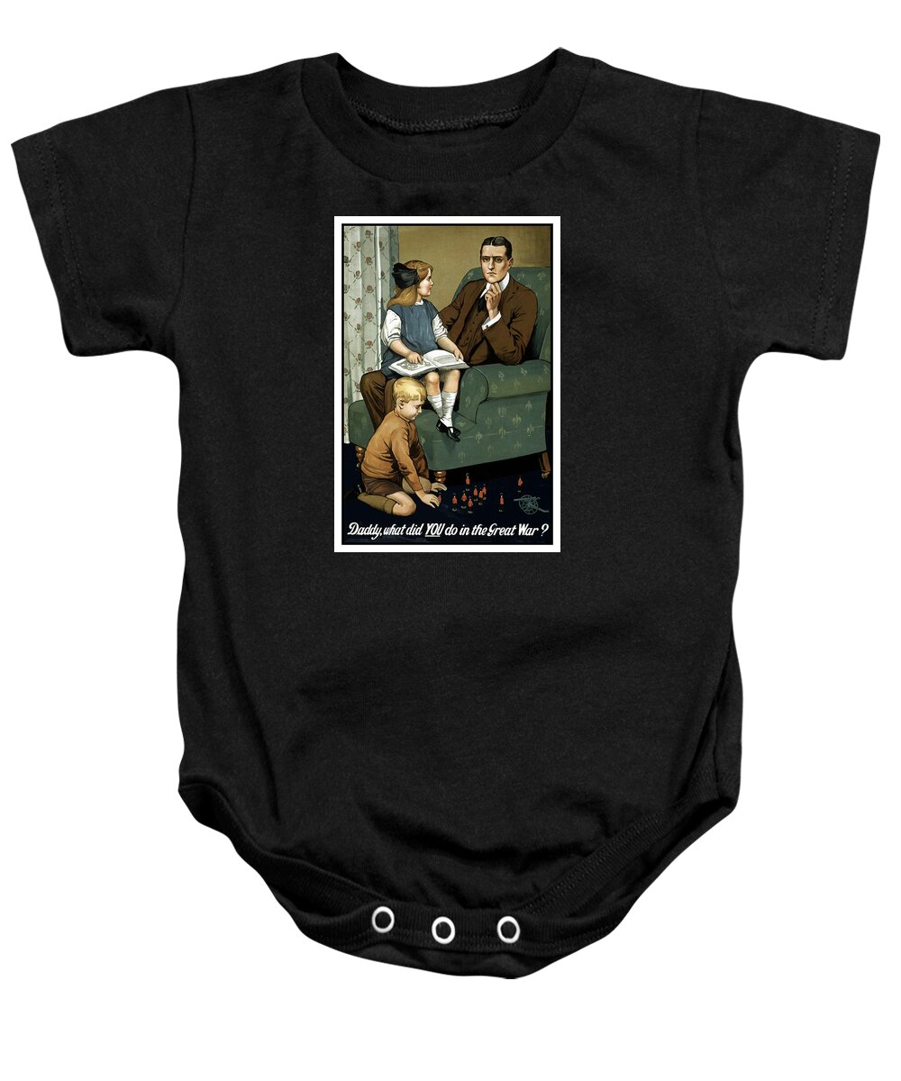 Ww1 Baby Onesie featuring the painting Daddy What Did You Do In The Great War by War Is Hell Store