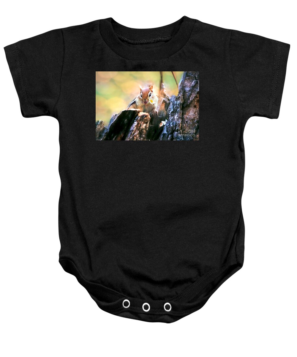 Chipmunk Baby Onesie featuring the photograph Daisy Girl by Tina LeCour