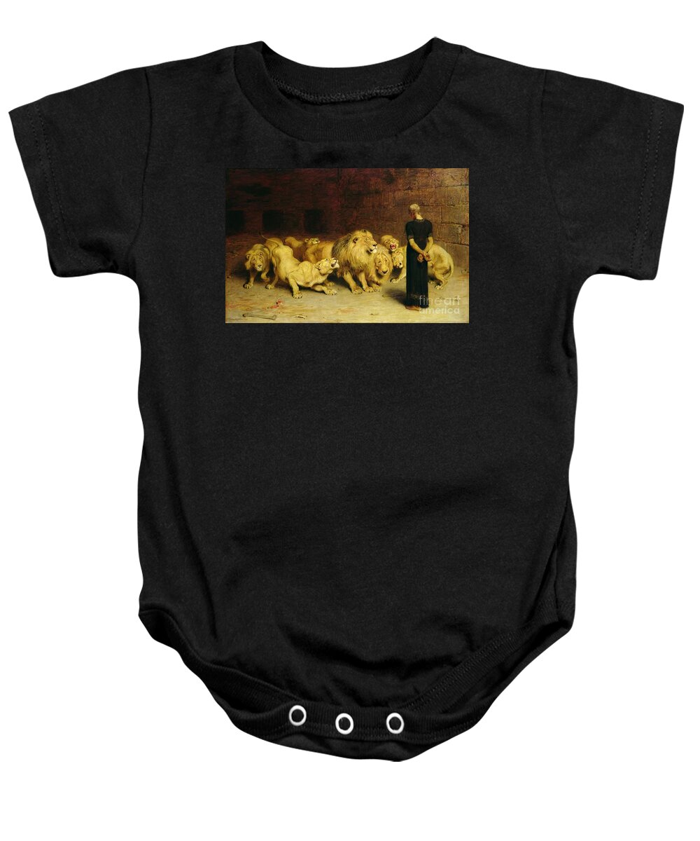 #faatoppicks Baby Onesie featuring the painting Daniel in the Lions Den by Briton Riviere