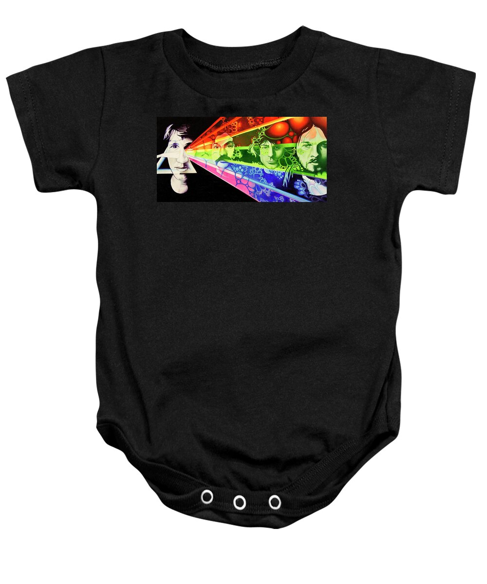 Pink Floyd Baby Onesie featuring the painting Dark Side of the Moon by Joshua Morton