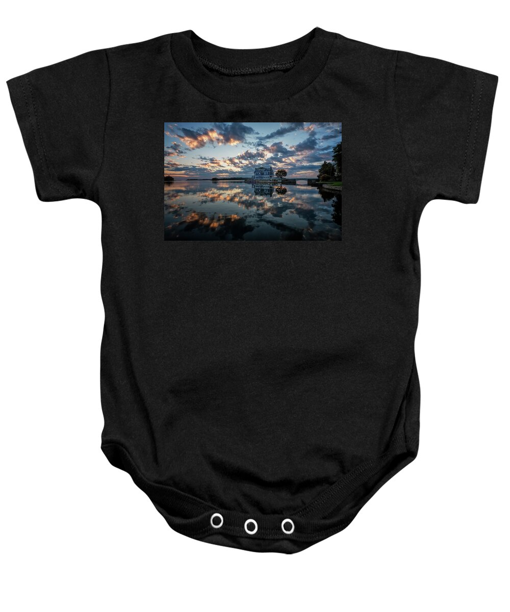 St Lawrence Seaway Baby Onesie featuring the photograph Dawn On The River by Tom Singleton